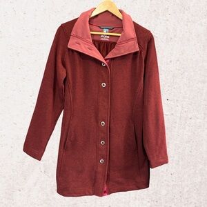 Kuhl Red Trench Coat Mid-Length Notched Lapel